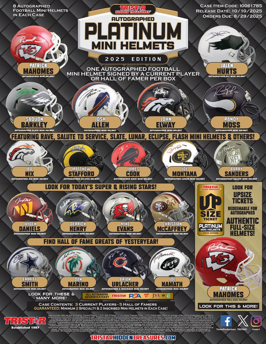 2025 Tristar HT Autographed Mini Helmets Platinum Edition